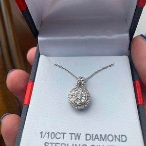 diamond and silver pendant necklace